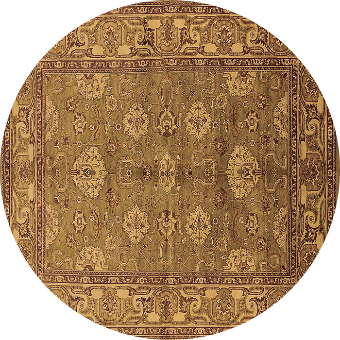 Round Machine Washable Oriental Brown Industrial Rug, wshurb3058brn