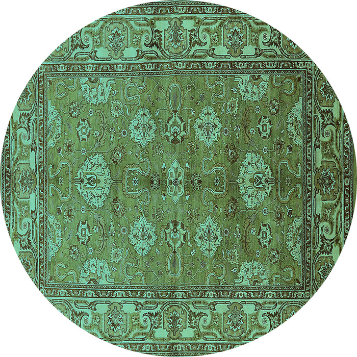 Round Oriental Turquoise Industrial Rug, urb3058turq