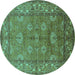 Round Oriental Turquoise Industrial Rug, urb3058turq