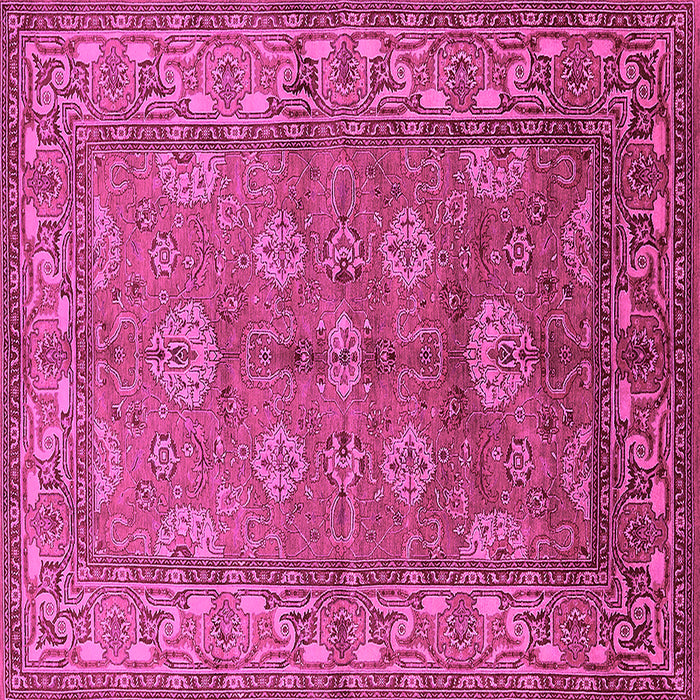 Square Machine Washable Oriental Pink Industrial Rug, wshurb3058pnk