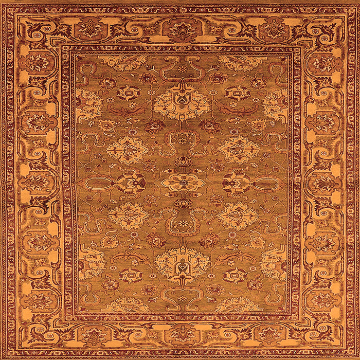 Square Oriental Orange Industrial Rug, urb3058org
