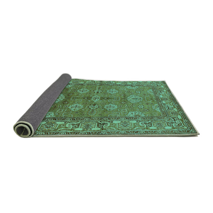 Sideview of Oriental Turquoise Industrial Rug, urb3058turq