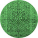 Round Oriental Emerald Green Industrial Rug, urb3059emgrn