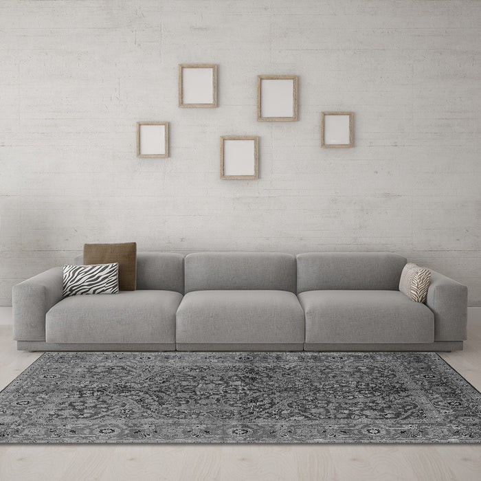 Machine Washable Oriental Gray Industrial Rug in a Living Room,, wshurb3059gry