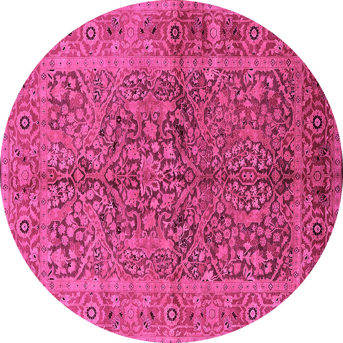 Round Oriental Pink Industrial Rug, urb3059pnk