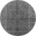 Round Machine Washable Oriental Gray Industrial Rug, wshurb3059gry