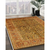 Mid-Century Modern Mahogany Brown Oriental Rug, urb3059