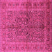 Square Machine Washable Oriental Pink Industrial Rug, wshurb3059pnk