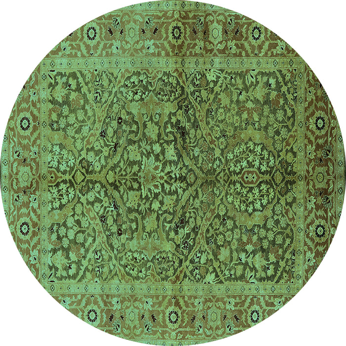 Round Machine Washable Oriental Turquoise Industrial Area Rugs, wshurb3059turq