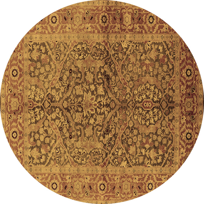 Round Machine Washable Oriental Brown Industrial Rug, wshurb3059brn