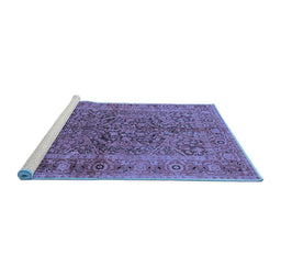 Sideview of Machine Washable Oriental Blue Industrial Rug, wshurb3059blu
