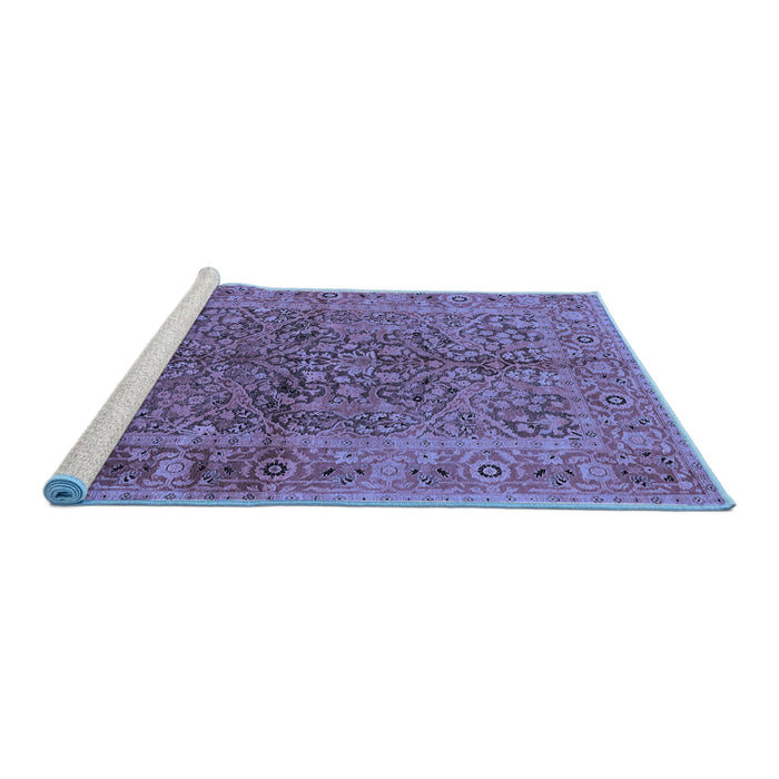 Sideview of Machine Washable Oriental Blue Industrial Rug, wshurb3059blu
