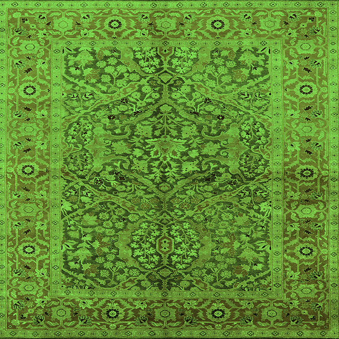 Square Machine Washable Oriental Green Industrial Area Rugs, wshurb3059grn