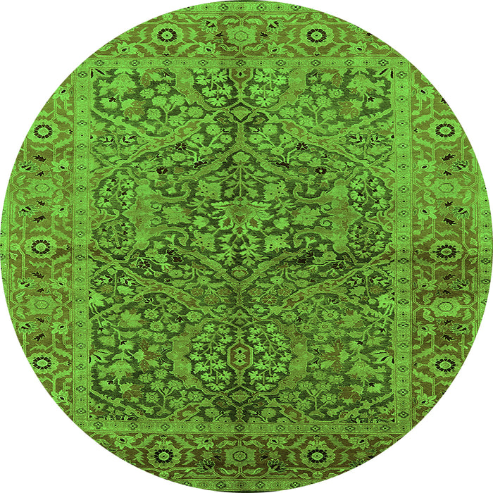 Round Oriental Green Industrial Rug, urb3059grn