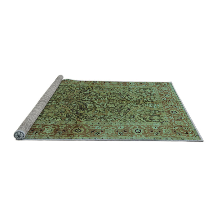 Sideview of Machine Washable Oriental Light Blue Industrial Rug, wshurb3059lblu
