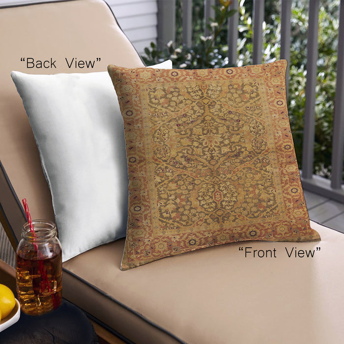 Front View of Mid-Century Modern Urban Square Mahogany Brown Throw Pillow, 18 inch by 18 inch, pwurb3059