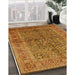 Mid-Century Modern Mahogany Brown Oriental Rug in Family Room, urb3059