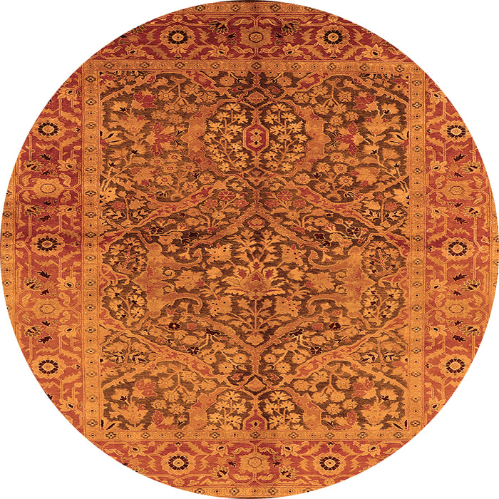 Round Oriental Orange Industrial Rug, urb3059org