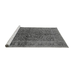 Sideview of Machine Washable Oriental Gray Industrial Rug, wshurb3059gry