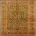 Square Mid-Century Modern Mahogany Brown Oriental Rug, urb3059