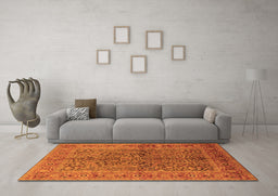 Machine Washable Oriental Orange Industrial Area Rugs in a Living Room, wshurb3059org