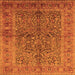 Square Machine Washable Oriental Orange Industrial Area Rugs, wshurb3059org