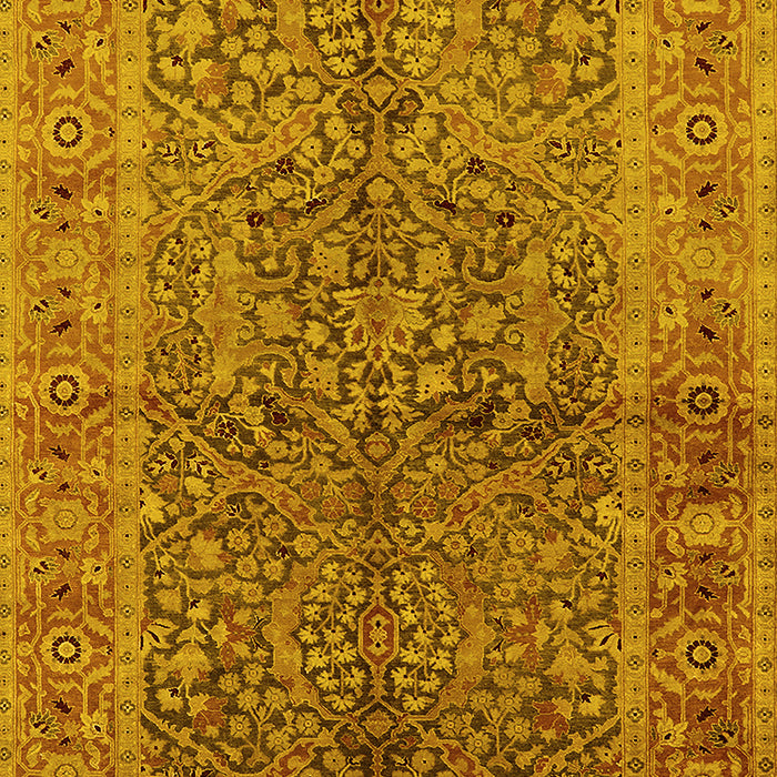Machine Washable Oriental Yellow Industrial Rug, wshurb3059yw