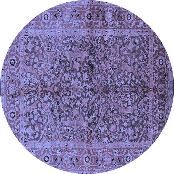 Round Oriental Blue Industrial Rug, urb3059blu