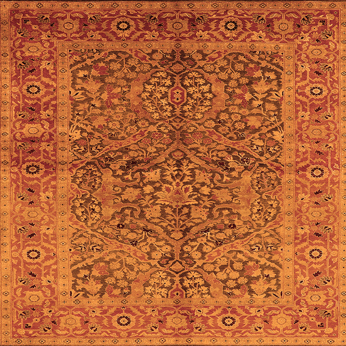 Square Oriental Orange Industrial Rug, urb3059org