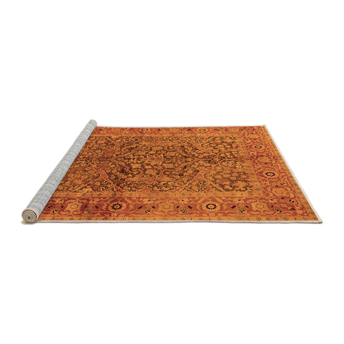 Sideview of Machine Washable Oriental Orange Industrial Area Rugs, wshurb3059org