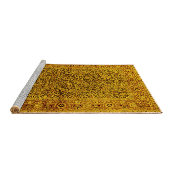 Sideview of Machine Washable Oriental Yellow Industrial Rug, wshurb3059yw