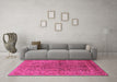 Machine Washable Oriental Pink Industrial Rug in a Living Room, wshurb3059pnk