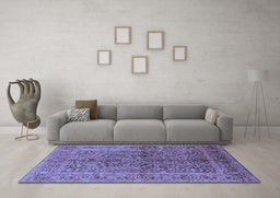 Machine Washable Oriental Blue Industrial Rug in a Living Room, wshurb3059blu