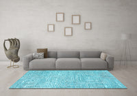 Machine Washable Solid Light Blue Modern Rug, wshurb305lblu