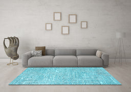 Machine Washable Solid Light Blue Modern Rug in a Living Room, wshurb305lblu