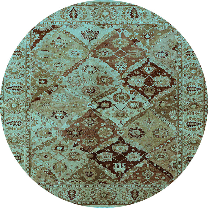 Round Oriental Light Blue Industrial Rug, urb3060lblu