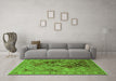 Machine Washable Oriental Green Industrial Area Rugs in a Living Room,, wshurb3060grn