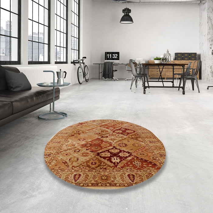 Round Machine Washable Industrial Modern Mahogany Brown Rug in a Office, wshurb3060