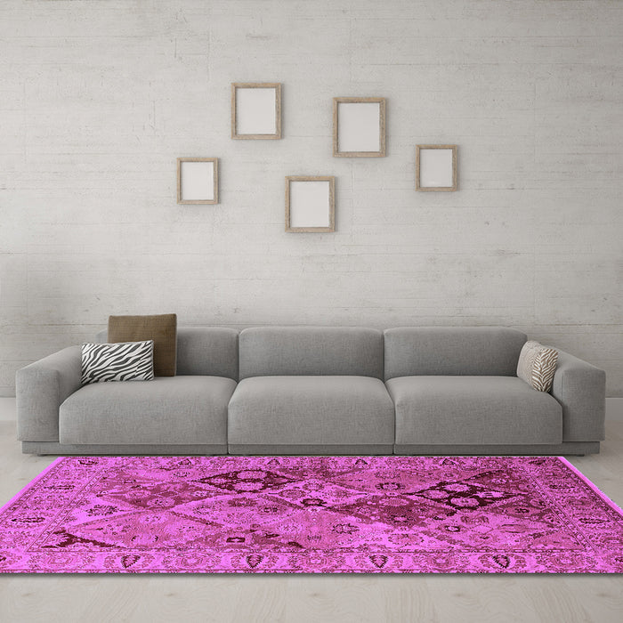 Machine Washable Oriental Purple Industrial Area Rugs in a Living Room, wshurb3060pur