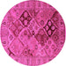 Round Machine Washable Oriental Pink Industrial Rug, wshurb3060pnk