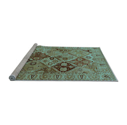 Sideview of Machine Washable Oriental Light Blue Industrial Rug, wshurb3060lblu