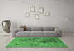 Machine Washable Oriental Emerald Green Industrial Area Rugs in a Living Room,, wshurb3060emgrn