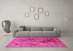 Machine Washable Oriental Pink Industrial Rug in a Living Room, wshurb3060pnk