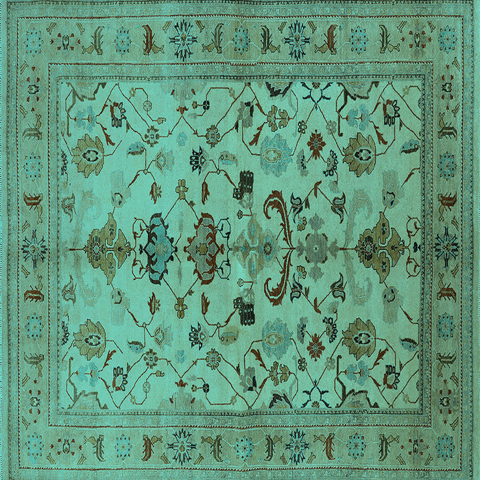 Square Oriental Turquoise Industrial Rug, urb3061turq