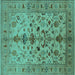 Square Oriental Turquoise Industrial Rug, urb3061turq