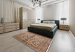 Mid-Century Modern Light Copper Gold Oriental Rug in a Bedroom, urb3061