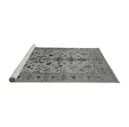 Sideview of Machine Washable Oriental Gray Industrial Rug, wshurb3061gry