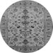 Round Oriental Gray Industrial Rug, urb3061gry