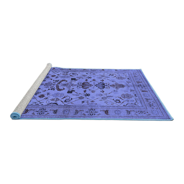 Sideview of Machine Washable Oriental Blue Industrial Rug, wshurb3061blu