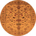 Round Machine Washable Oriental Orange Industrial Area Rugs, wshurb3061org